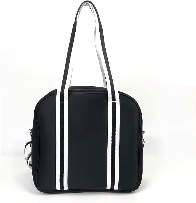 Black bag with white stripes