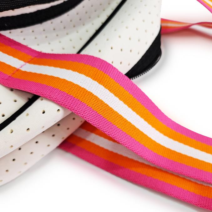 White with Pink and Orange stripes